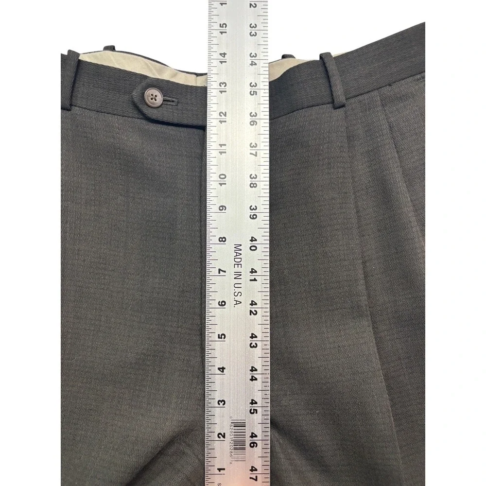vtg 90s Double Breasted 42R 36x29 Dark Green 2pc Pant Suit Wool Alfani Macys